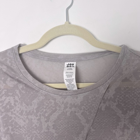 JoyLab Purple Snakeskin Open Front Waist Knot Tie Long Sleeve Athletic Top Sz L - Picture 4 of 8